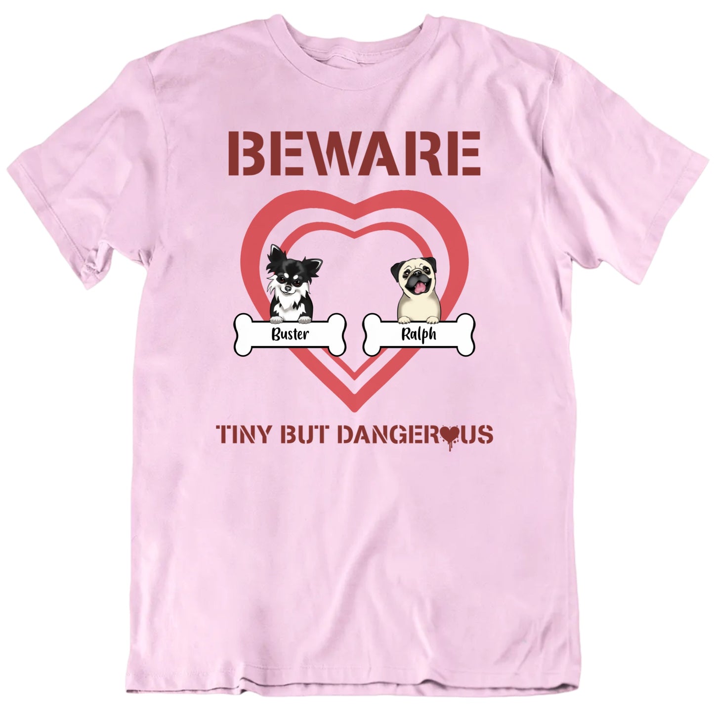 Tiny But Dangerous Custom Dogs Valentine's Day T shirt