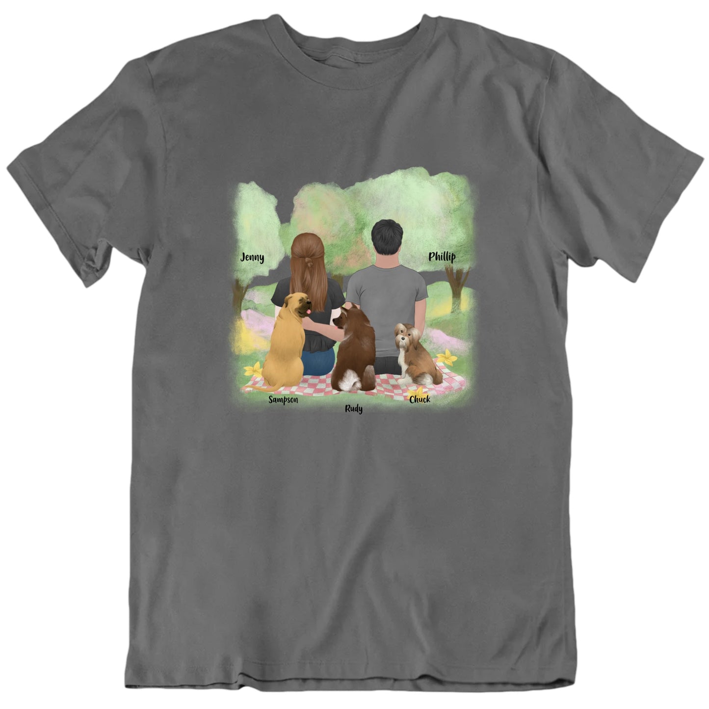 You, Me And The Dogs On A Picnic Custom Pets T shirt