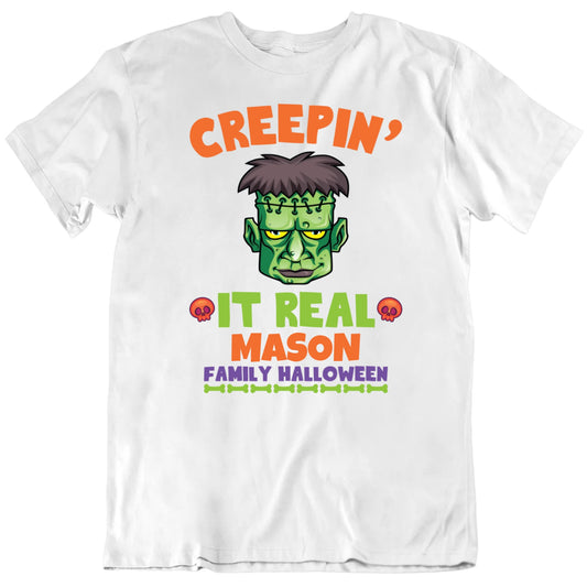 Customizable Creepin' It Real Family Halloween Custom Last Name Personalized Premium Quality Unisex T Shirt