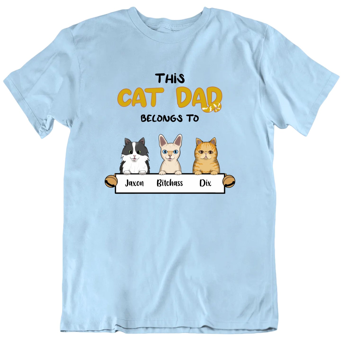 This Cat Dad Belongs To Custom Pet Name Gift T Shirt