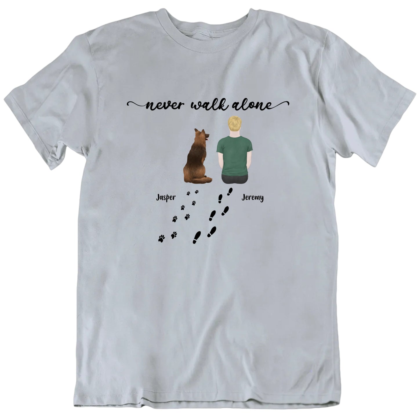 Never Walk Alone Custom Dog Breed And Name T shirt