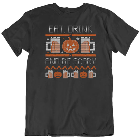 Customizable Pumkins And Beer Halloween Christmas Stitch Mashup Custom Text Personalized Premium Quality Unisex Gift T Shirt