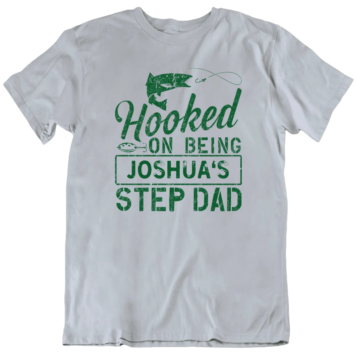 Hooked On Being A Step Dad Custom Child's Name Father's Day T shirt