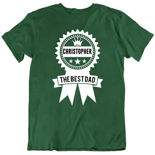 The Best Dad Ribbon Custom Name Father's Day T shirt