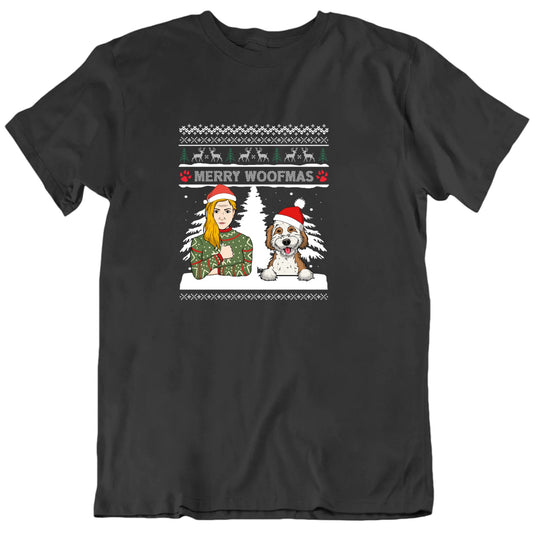 Customizable Merry Woofmas Dog Christmas Custom Dog Personalized Holiday Gift Unisex T Shirt