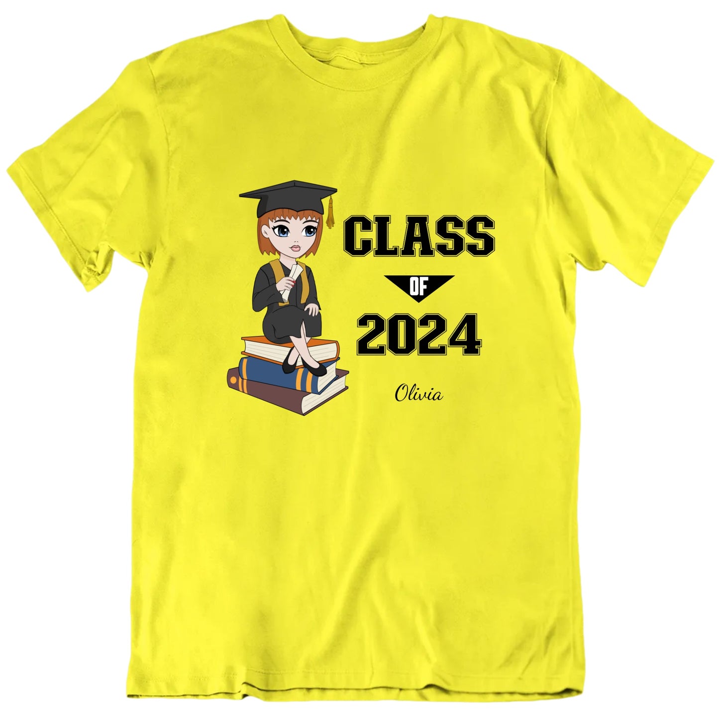 Class of 2024 Custom Female Name Year Graduation T shirt