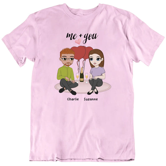 Me And You Champagne Balloons Custom Names Valentine's T shirt