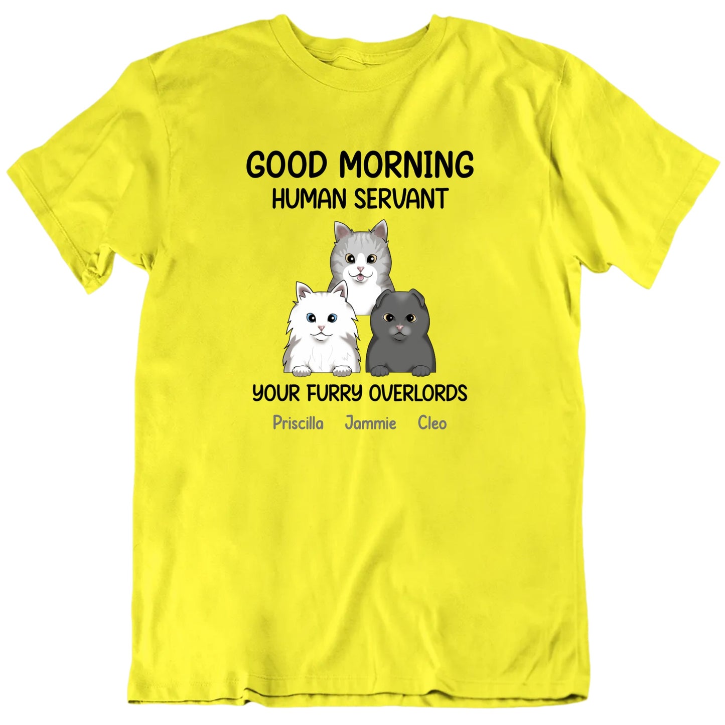 Good Morning Human Servant Custom Cats Pet Names T shirt