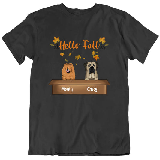 Hello Fall Custom Cats Dogs Names T shirt