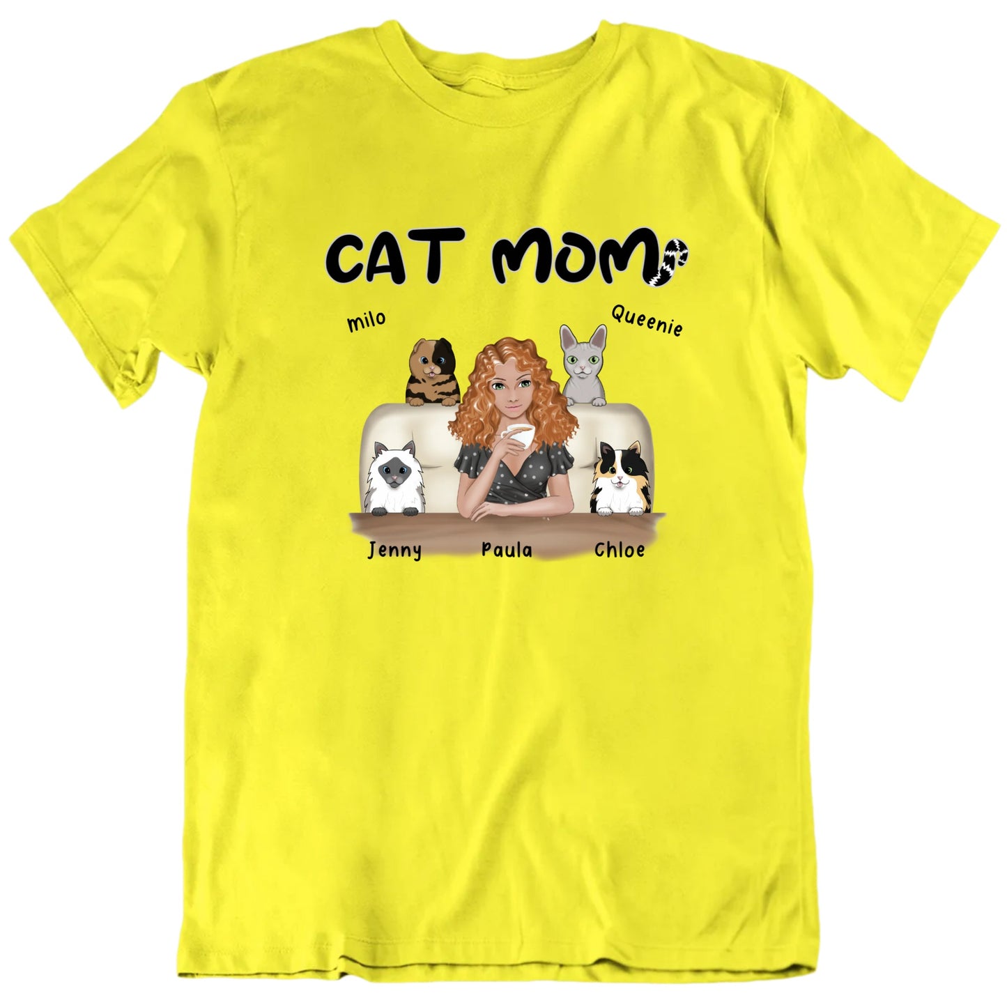 Cat Mom Customizable Cat Names T shirt