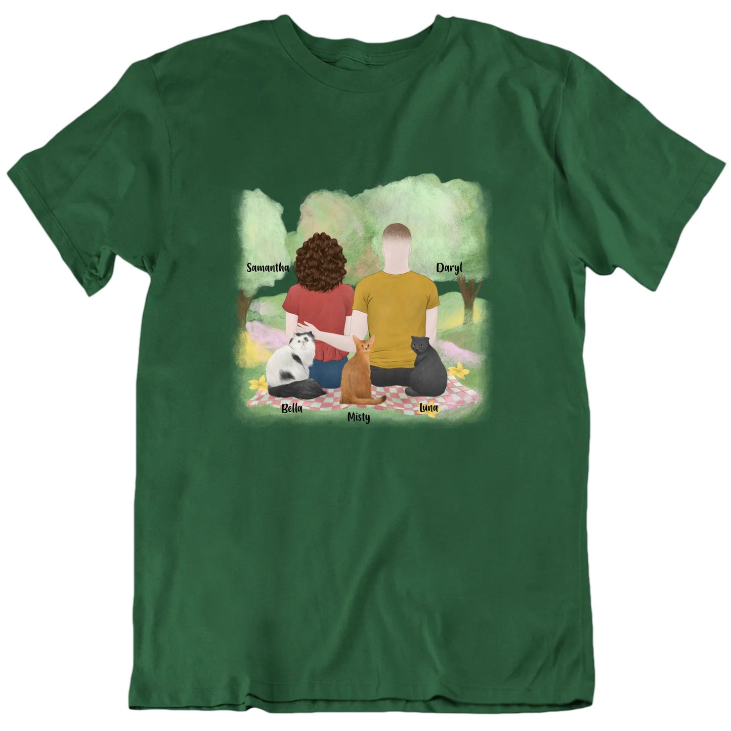 You, Me And The Cats On A Picnic Custom Pets T shirt