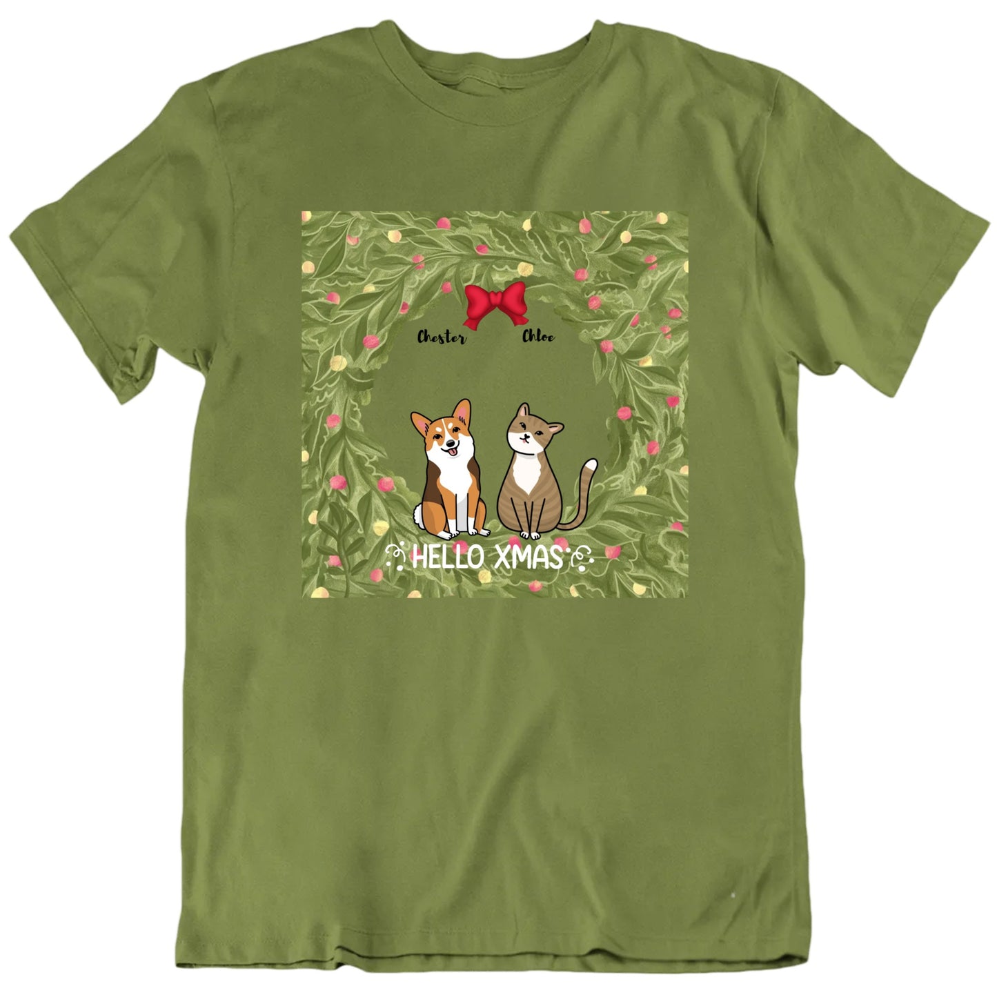 Hello Xmas Custom Pets And Names Christmas T shirt