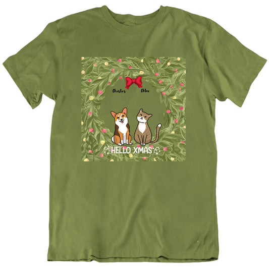 Hello Xmas Custom Pets And Names Christmas T shirt