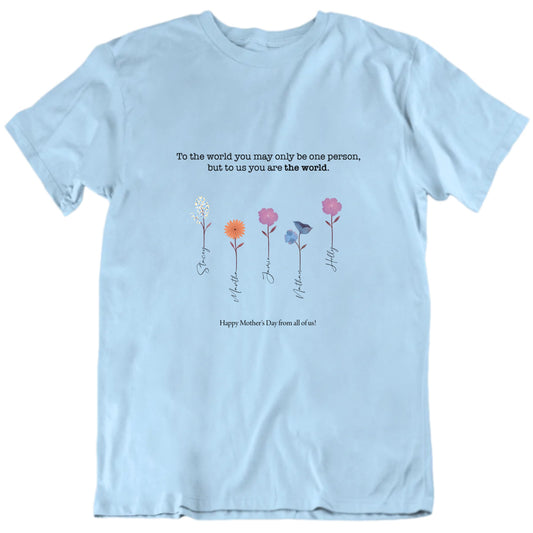 Mothers Day Garden Custom Name Flowers T Shirt