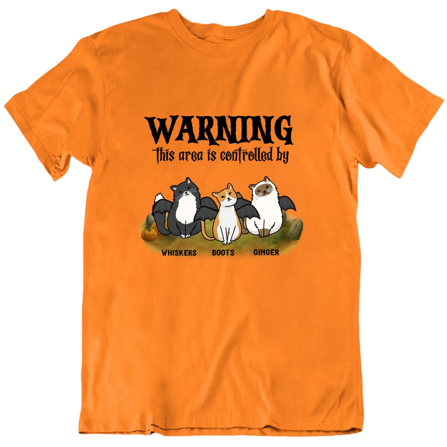 Warning This Area Is Controlled By Custom Cats Halloween T shirt