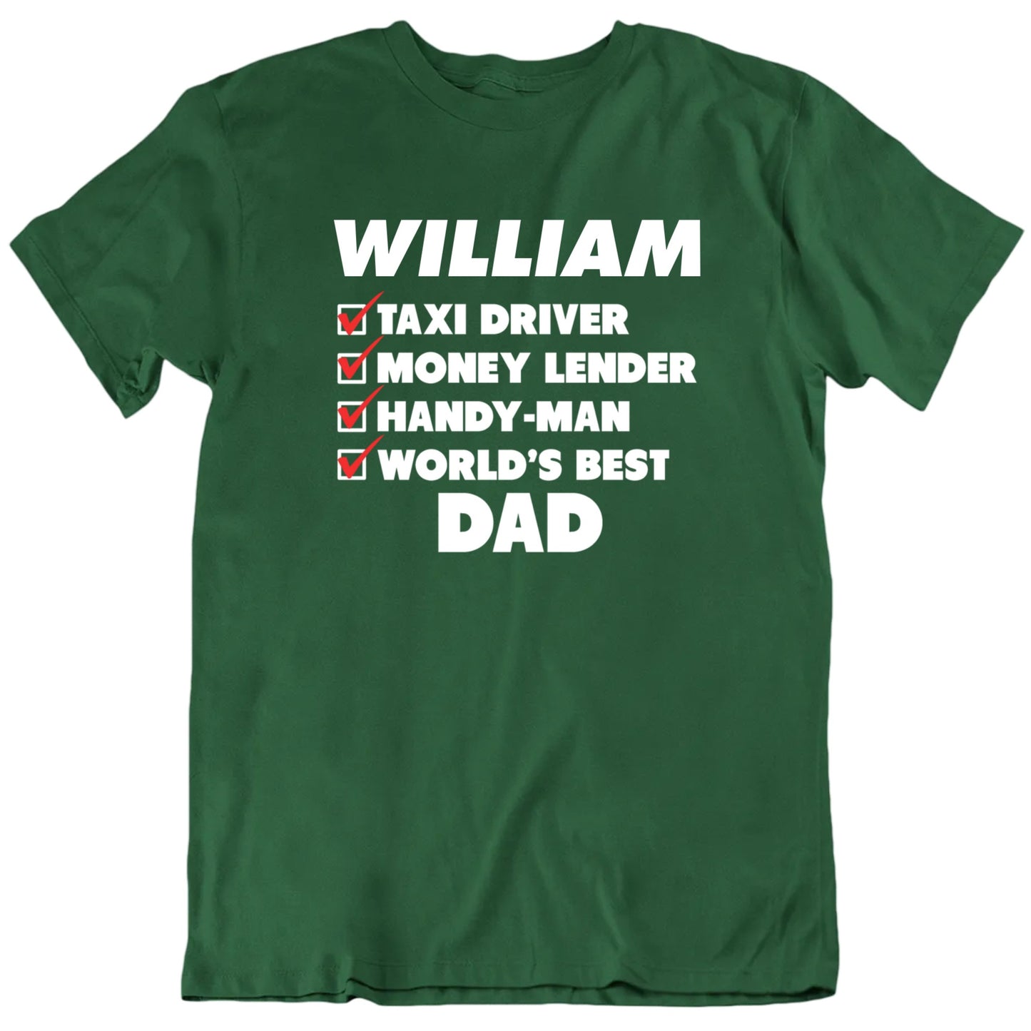 World's Best Dad Custom Name Checklist Father's Day T shirt