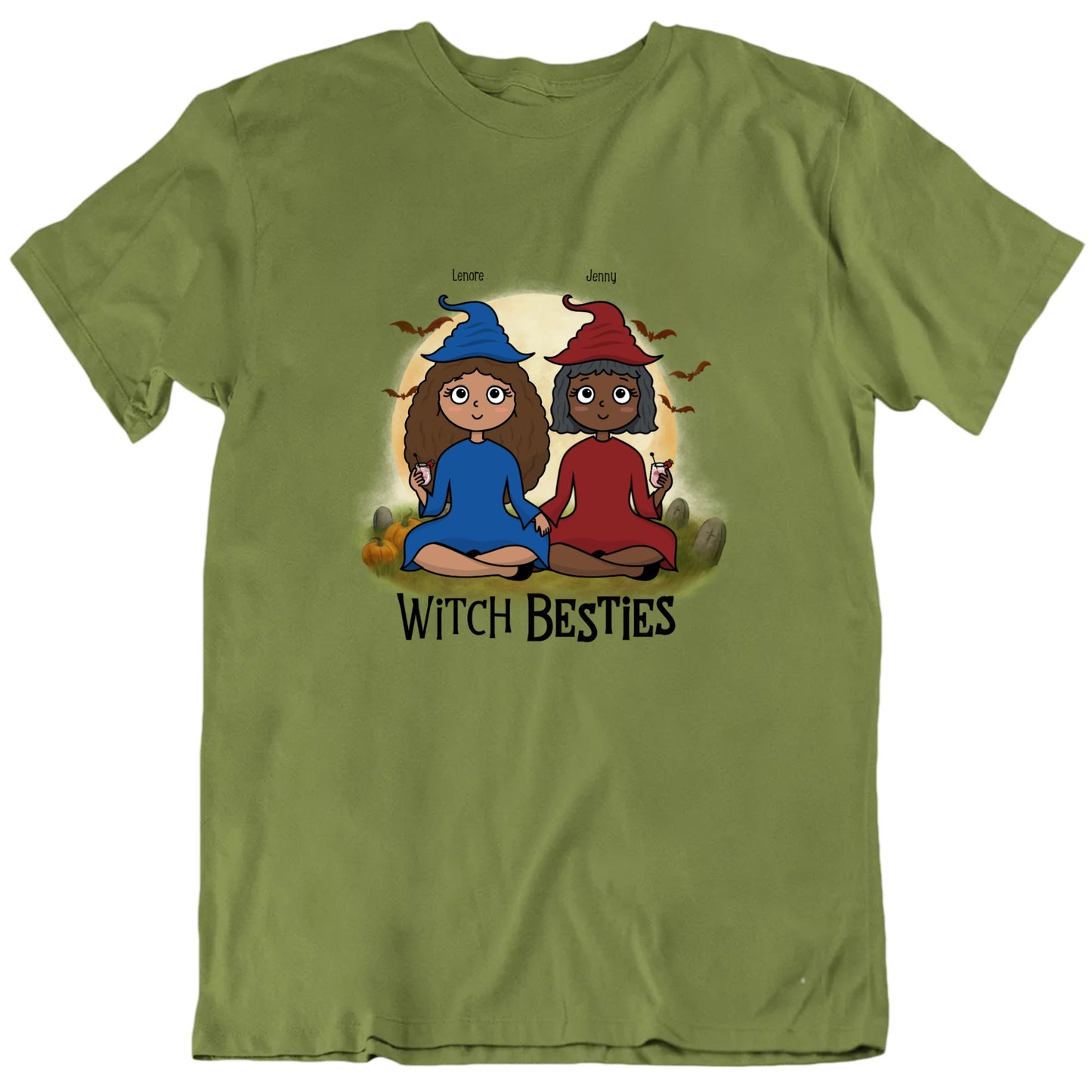 Witch Besties Custom Friend Names Halloween T shirt