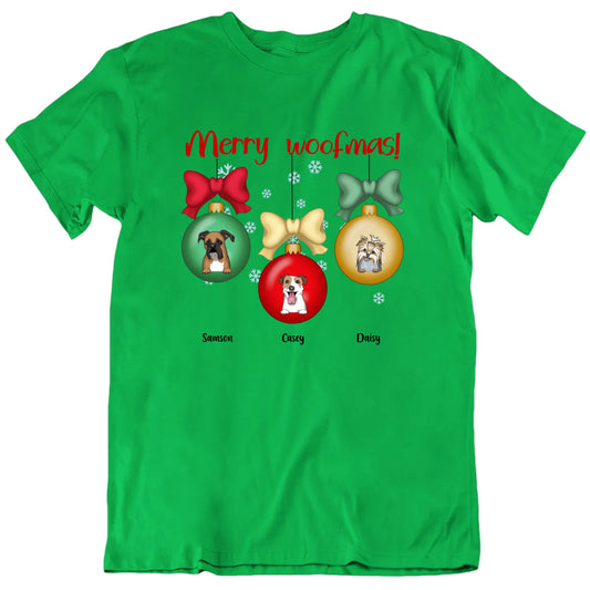 Merry Woofmas Christmas Ornaments Custom Dog T shirt