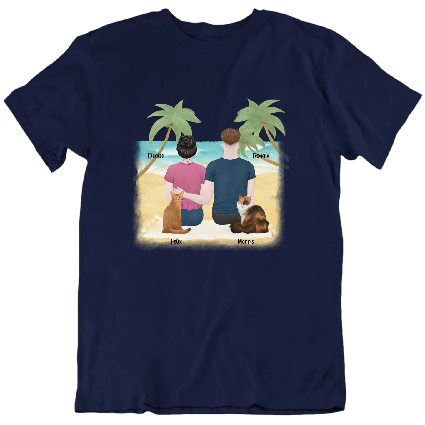 You, Me And The Cats At The Beach Custom Pets T shirt