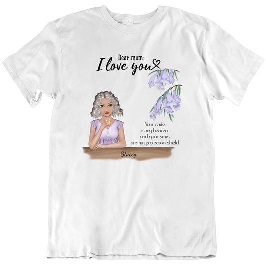 Love You Mom Spring Flowers Custom Name T Shirt