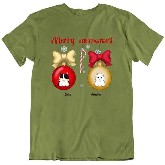 Merry Meowmas Christmas Ornaments Custom Cat T shirt