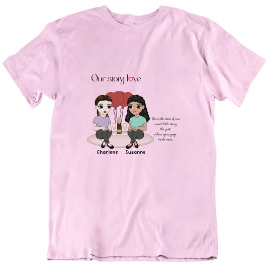 Our Story Love Custom Names Valentine's Day T shirt