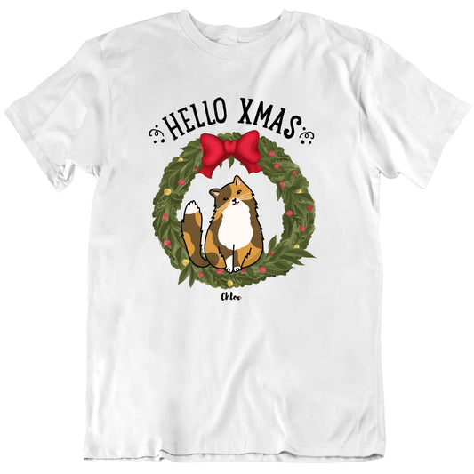 Hello Xmas Custom Cats And Names Christmas T shirt