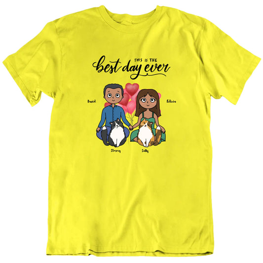 Best Day Ever Custom Couple Names Cat Names Valentine's Day T shirt
