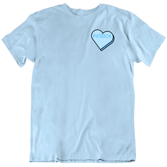 Customizable Blue Candy Heart Custom Name Valentine Personalized Premium Quality Unisex T Shirt