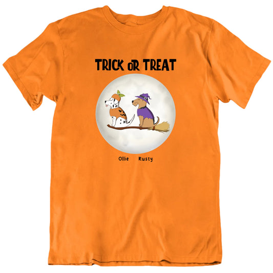 Trick Or Treat Dogs On Brooms Custom Dog Halloween T shirt