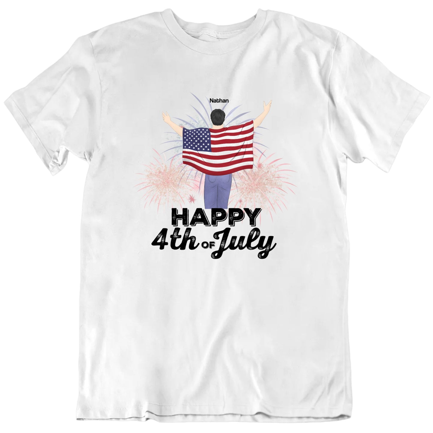 Happy 4th Of July Patriotic American Flag Custom Name T shirt