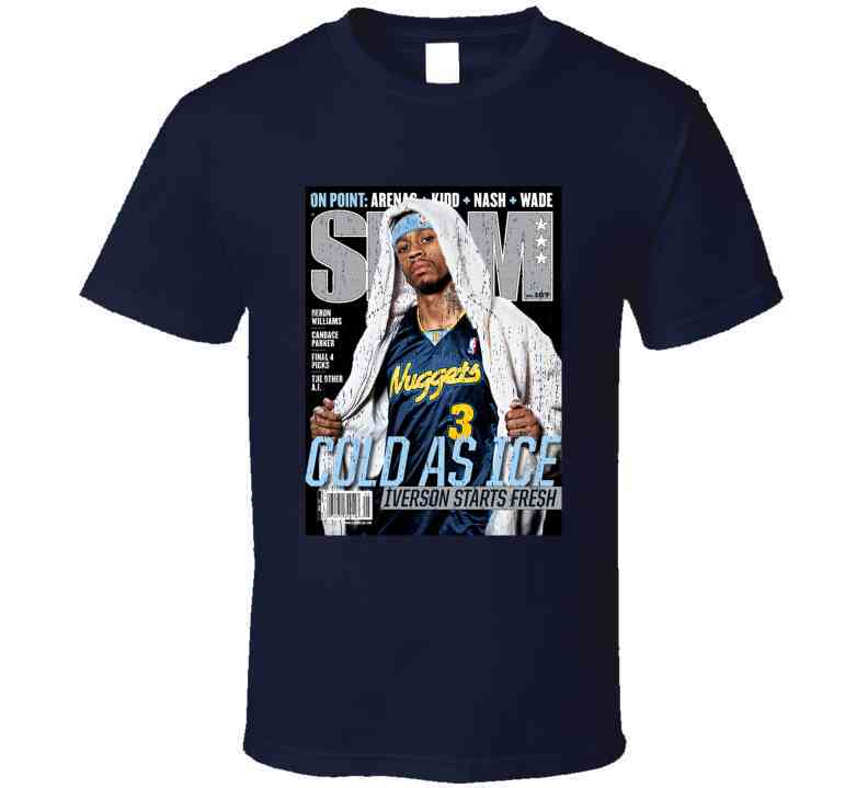Slam Magazine Issue 107 Allen Iverson Popular Basketball Magazine Grunge Look Cool T Shirt