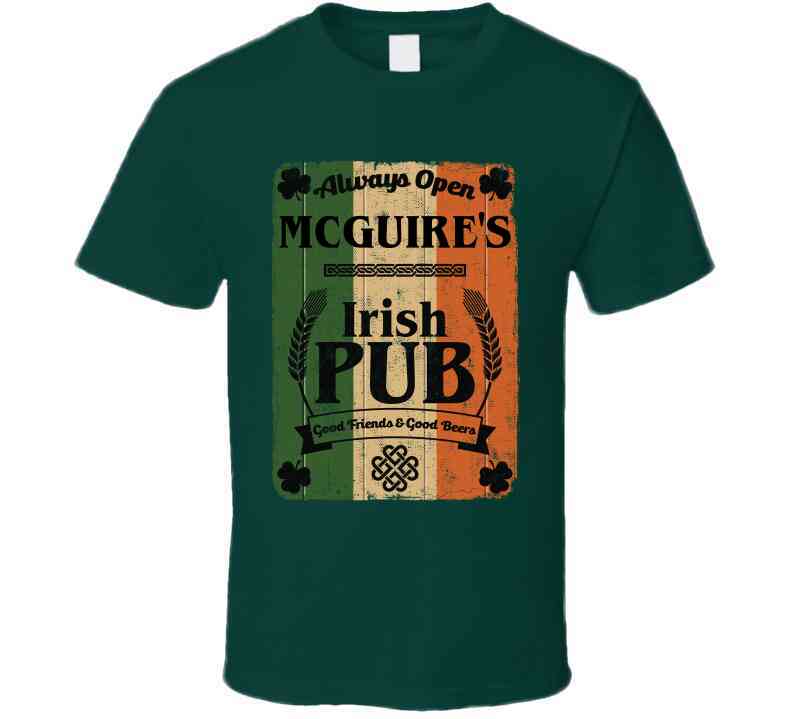 Mcguire Irish Pub Sign Custom St Patricks Day Last Name Ireland Pride Cool T Shirt