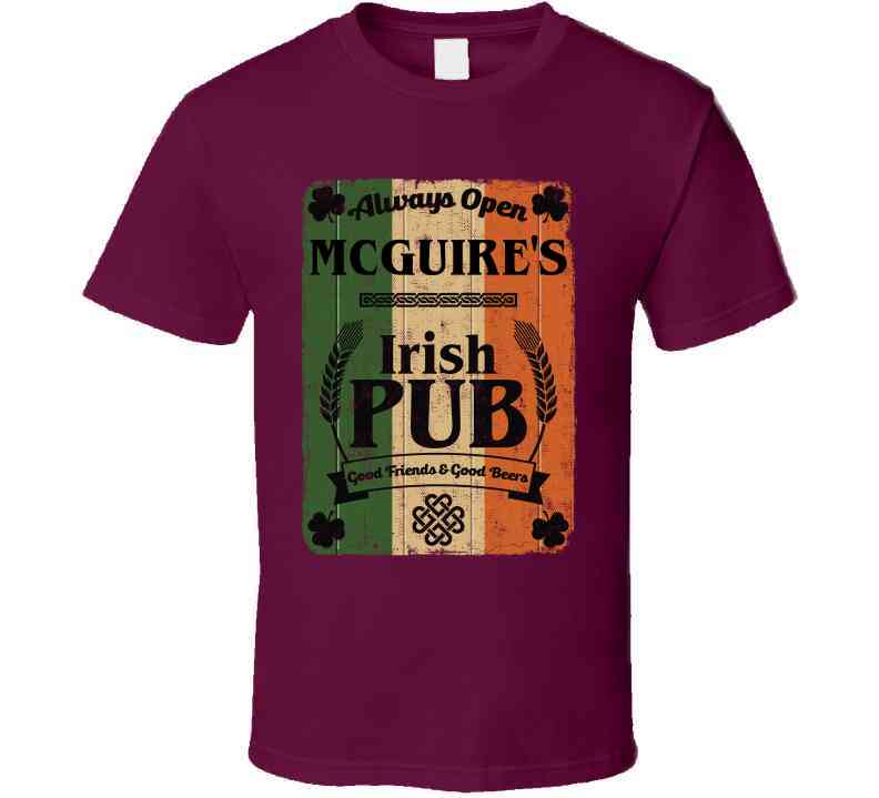 Mcguire Irish Pub Sign Custom St Patricks Day Last Name Ireland Pride Cool T Shirt