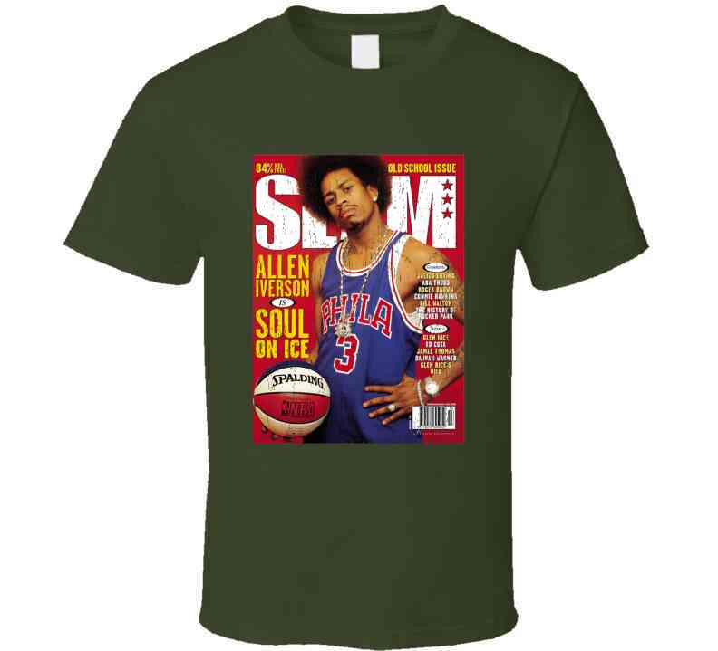 Slam Magazine Issue 32 Allen Iverson Popular Basketball Magazine Grunge Look Cool T Shirt