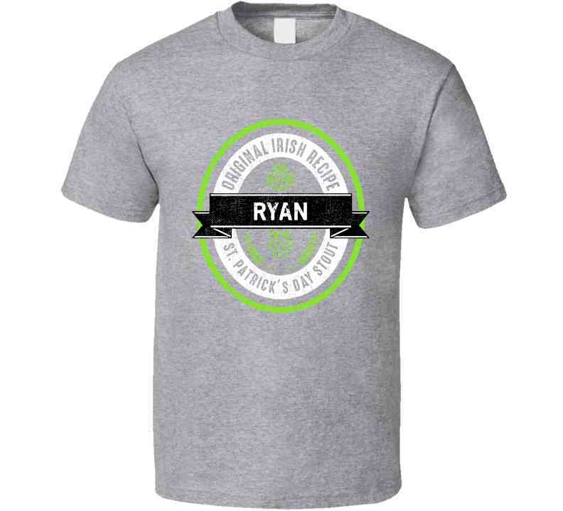 Ryan Beer Stout Label Drink Irish Name St Patricks Day Cool T Shirt