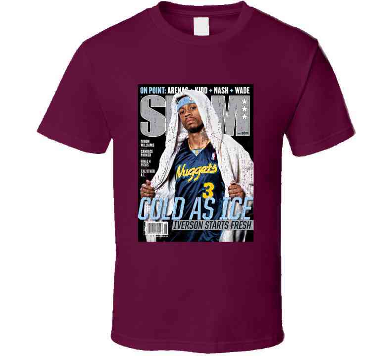 Slam Magazine Issue 107 Allen Iverson Popular Basketball Magazine Grunge Look Cool T Shirt