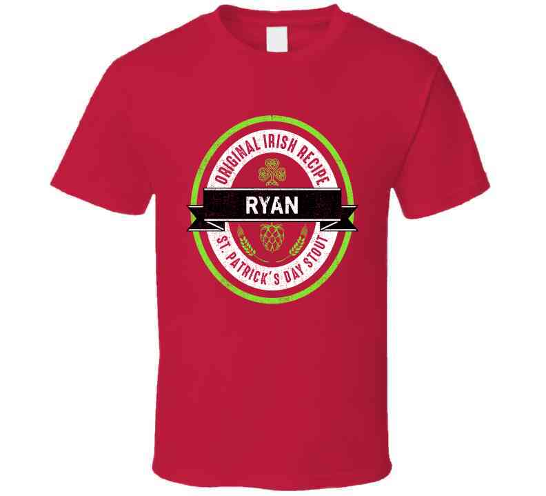 Ryan Beer Stout Label Drink Irish Name St Patricks Day Cool T Shirt