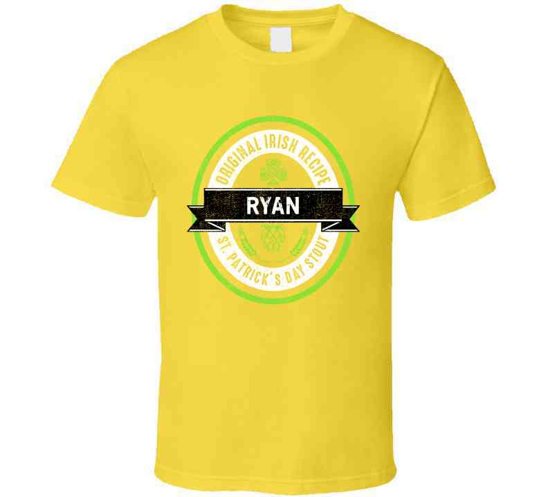 Ryan Beer Stout Label Drink Irish Name St Patricks Day Cool T Shirt