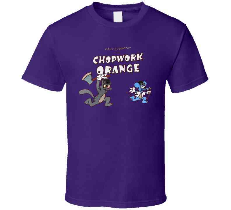 Itchy And Scratchy In Chopwork Orange Clockwork Parody Cool T Shirt