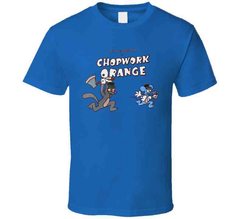 Itchy And Scratchy In Chopwork Orange Clockwork Parody Cool T Shirt