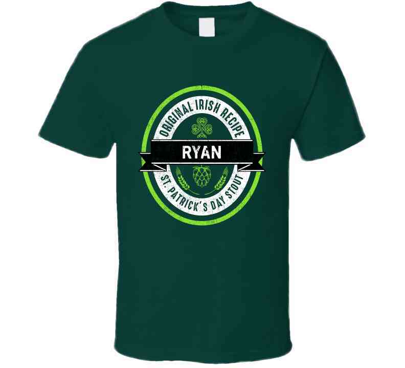 Ryan Beer Stout Label Drink Irish Name St Patricks Day Cool T Shirt