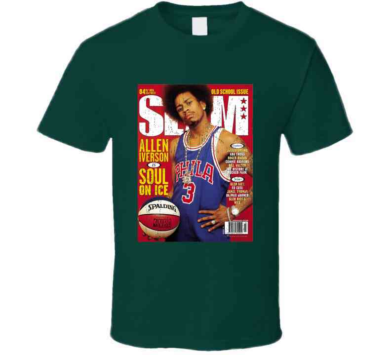 Slam Magazine Issue 32 Allen Iverson Popular Basketball Magazine Grunge Look Cool T Shirt