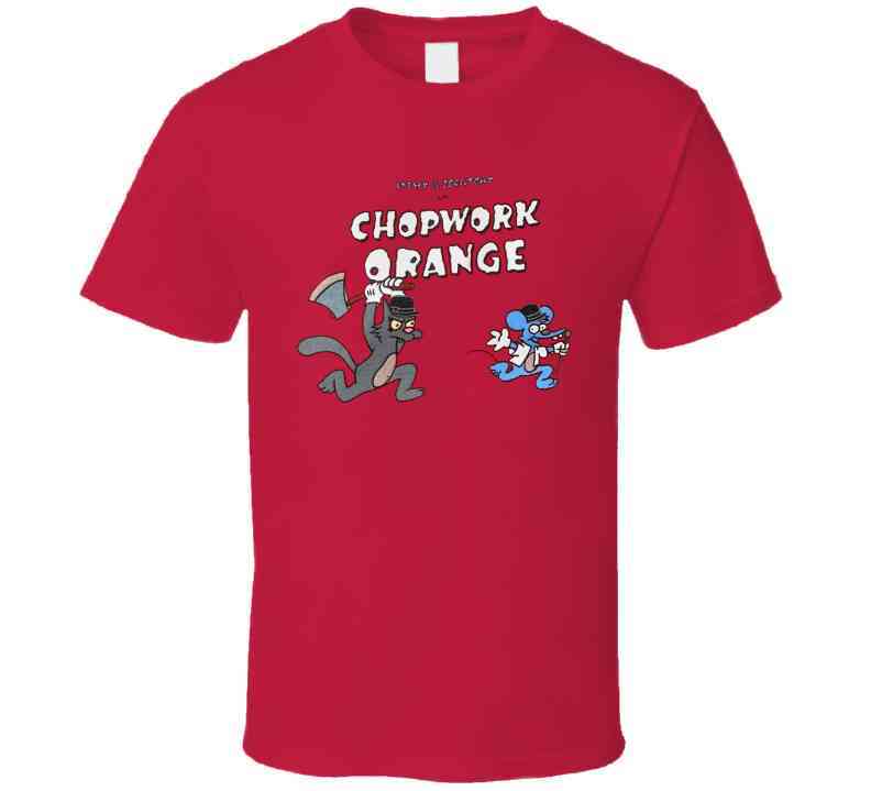 Itchy And Scratchy In Chopwork Orange Clockwork Parody Cool T Shirt