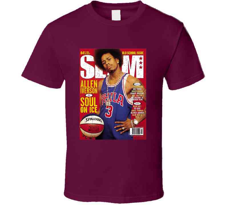 Slam Magazine Issue 32 Allen Iverson Popular Basketball Magazine Grunge Look Cool T Shirt