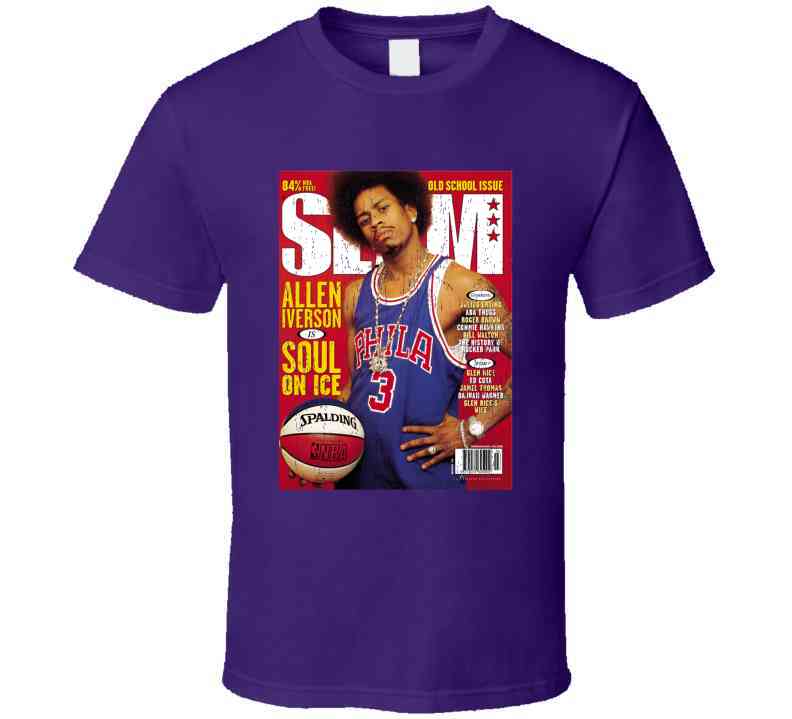 Slam Magazine Issue 32 Allen Iverson Popular Basketball Magazine Grunge Look Cool T Shirt