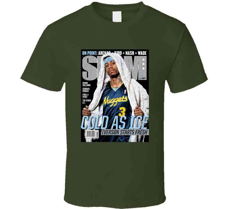 Slam Magazine Issue 107 Allen Iverson Popular Basketball Magazine Grunge Look Cool T Shirt
