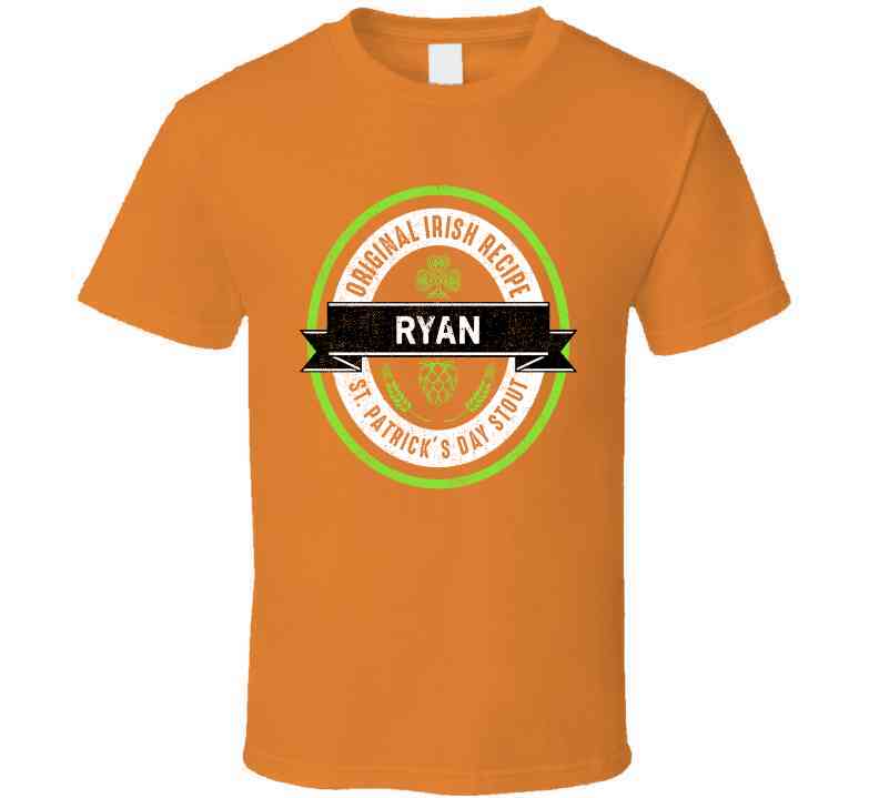 Ryan Beer Stout Label Drink Irish Name St Patricks Day Cool T Shirt