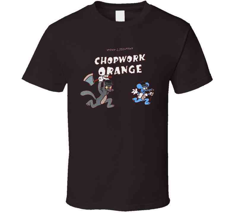 Itchy And Scratchy In Chopwork Orange Clockwork Parody Cool T Shirt