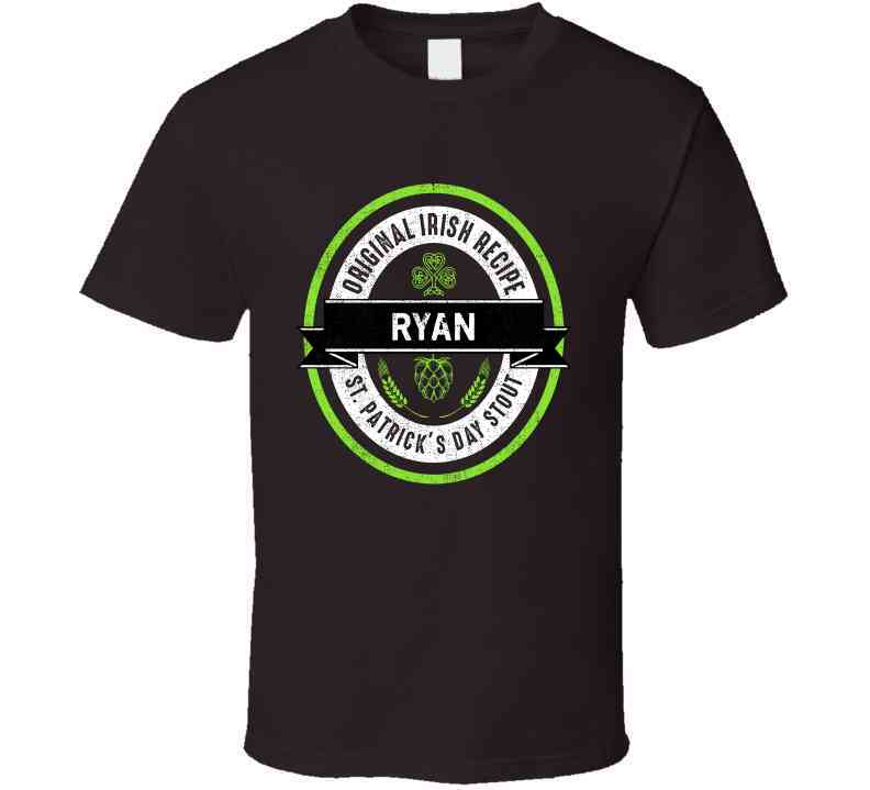 Ryan Beer Stout Label Drink Irish Name St Patricks Day Cool T Shirt